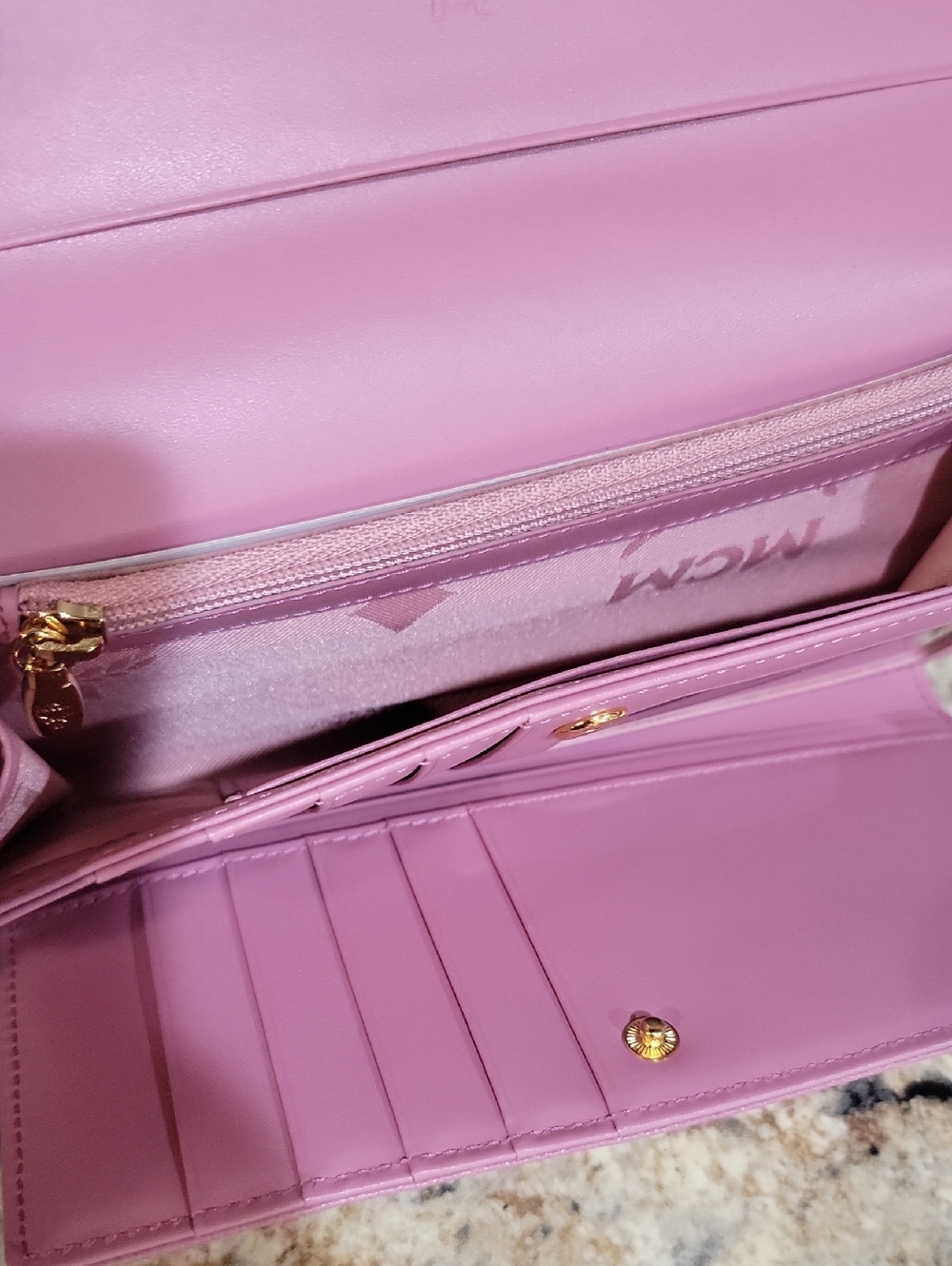 MCM NWOT Pink Wallet with Gold Accents FULL INCLUSSION - Picture 9 of 11
